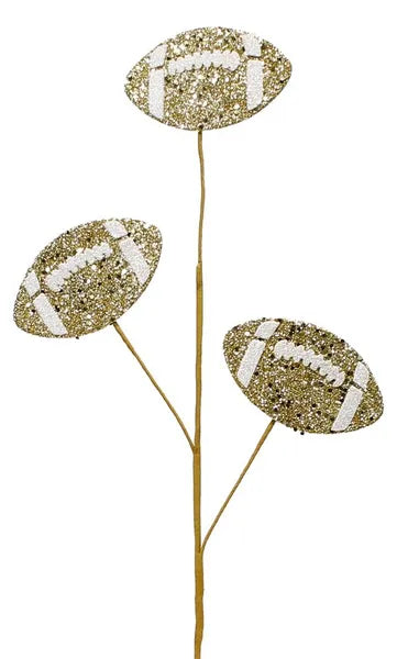 24"L GLITTER TRIPLE FOOTBALL PICK - GOLD/WHITE - MZ185208