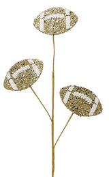 24"L GLITTER TRIPLE FOOTBALL PICK - GOLD/WHITE - MZ185208