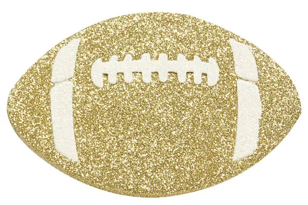 5"W X 3.125"H GLITTER FOOTBALL - GOLD/WHITE - MD0271AW
