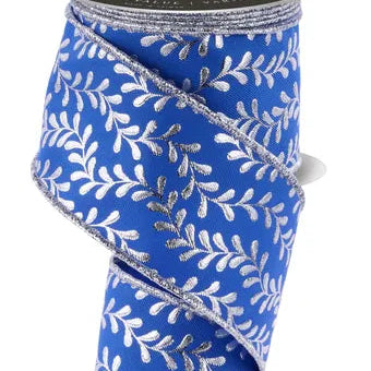 2.5"X10YD FOIL LEAF GARLAND - ROYAL BLUE/SILVER - LS301625