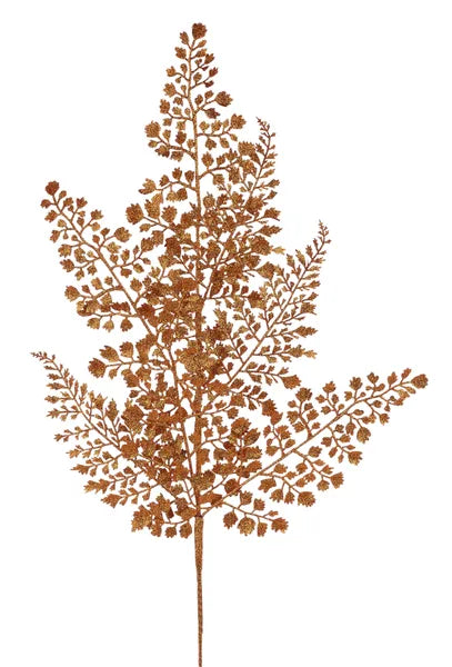 23"L GLITTER MAIDENHAIR FERN SPRAY X7 - ORANGE - XS236620