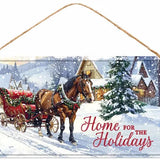 12"LX6"H HOME FOR THE HOLIDAYS SIGN - WHITE/BROWN/RED/GREEN - MD1874