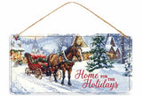 12"LX6"H HOME FOR THE HOLIDAYS SIGN - WHITE/BROWN/RED/GREEN - MD1874