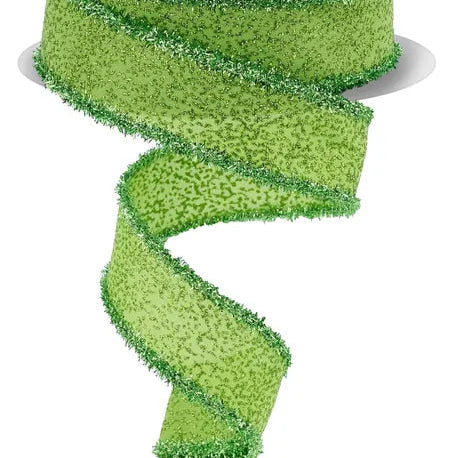 1.5"X10YD IRREGULAR SPOTTED GLITTER/TINSEL - LIME GREEN - RGC8282E9