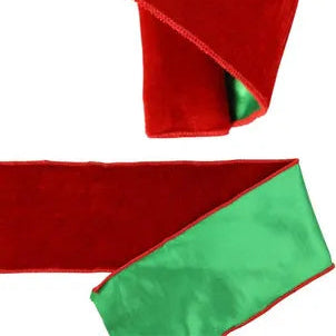 4"X10YD DELUXE VELVET/SATIN BACKING - RED/GREEN - RGE178173