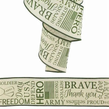 2.5"X10YD ARMY ON ROYAL - CREAM/ARMY GREEN - RG01822J5