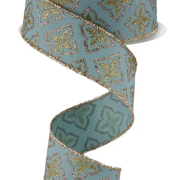 1.5"X10YD GLITTER PETALS - SAGE/LIGHT GOLD/CHAMPAGNE - RGF1989H2