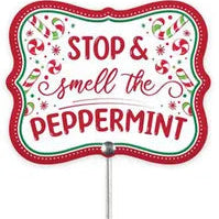 5"LX4"H CHRISTMAS CANDY SIGN PICK - PEPPERMINT - MF4008-P