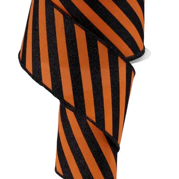 2.5"X10YD DIAGONAL GLITTER STRIPE - ORANGE/BLACK - RGF194320