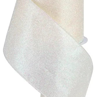 4"X10YD IRIDESCENT GLITTER ON SATIN - IVORY/IRIDESCENT - RGA181830