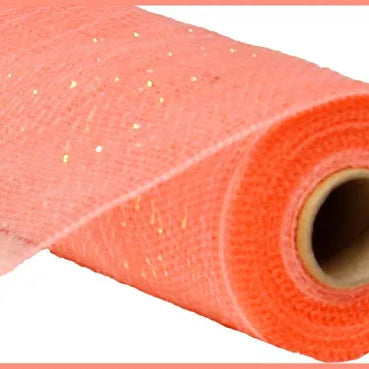 10"X10YD METALLIC MESH - CORAL W/ IRIDESCENT FOIL - RE1301MN