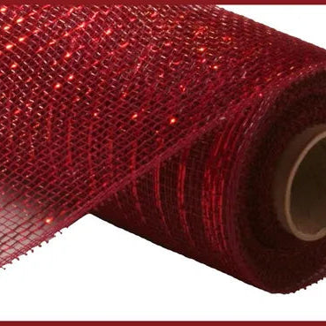 10"X10YD METALLIC MESH - BURGUNDY W/RED FOIL - RE130161