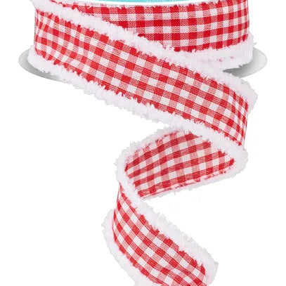 1.5"X10YD GINGHAM CHECK/DRIFT - RED/WHITE - RG0820824