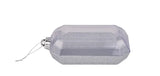 7"L X 4"W GLITTER RECTANGLE GEM ORNAMENT - SILVER - XJ563426