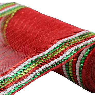 10.25"X10YD METALLIC X L FOIL BORDER MESH - RED/WHITE/EMERALD/LIME - RY8515EJ