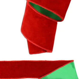 2.5"X10YD DELUXE VELVET/SATIN BACKING - RED/GREEN - RGE178073