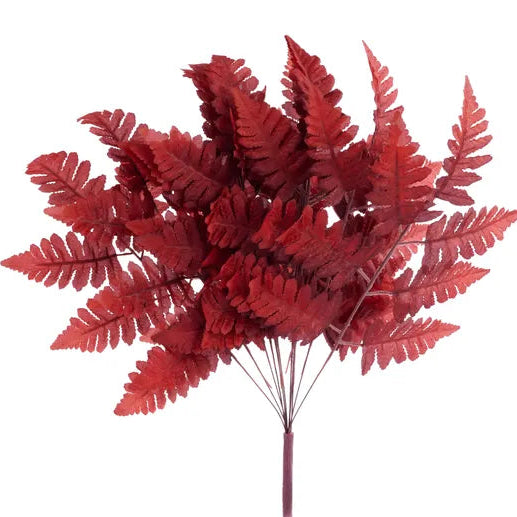 17"L PULL APART SILK FEATHER LEAF BUSH - RUST - FG629630
