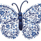 12"LX8.3"H CHINOISERIE BUTTERFLY - WHITE/DARK BLUE/LIGHT BLUE - MD1554E3