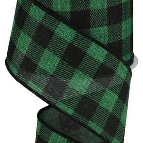 2.5"X10YD BUFFALO PLAID ON ROYAL - EMERALD/BLACK - RG0180606