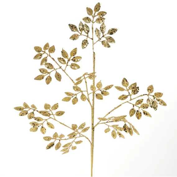 28"L GLITTER LEAF SPRAY - GOLD - XS226808