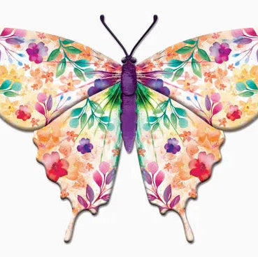 13.5"X8.45"H BOTANTICAL BUTTERFLY SIGN - PURPLE/BLUE/GREEN/ORANGE - MD1734K6