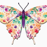 13.5"X8.45"H BOTANTICAL BUTTERFLY SIGN - PURPLE/BLUE/GREEN/ORANGE - MD1734K6