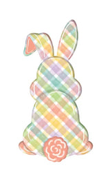 15"HX7.9"L PLAID BUNNY BOTTOM SIGN - WHITE/PEACH/GREEN/TEAL/LAVENDER - MD1543F5