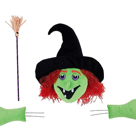 18"H X 14"L WITCH W/BROOM DECOR KIT - BLACK/GREEN/ORANGE/PURPLE - HH4093