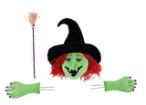 18"H X 14"L WITCH W/BROOM DECOR KIT - BLACK/GREEN/ORANGE/PURPLE - HH4093