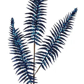 35"L GLITTER/SEQUIN FERN SPRAY - NAVY BLUE/ROYAL BLUE - XS2598RR