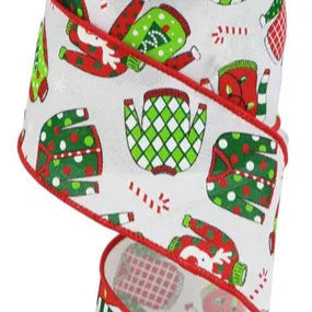 2.5"X10YD UGLY CHRISTMAS SWEATERS ROYAL - WHITE/RED/LIME/EMERALD/BLACK - RGC128827