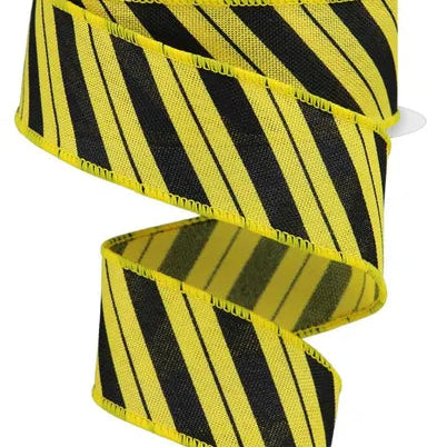 1.5"X10YD DIAGONAL LINE/FAUX ROYAL - YELLOW/BLACK - RGE154029