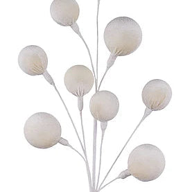 23.5"L VELVET/STYRO BALL SPRAY X9 - IVORY - EC448236