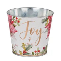 5"DIA HOLIDAY TIN POT COVER - JOY - XC0195-J