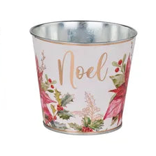 5"DIA HOLIDAY TIN POT COVER - NOEL - XC0195-N