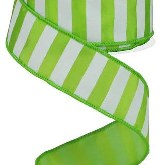 1.5"X10YD MEDIUM HORIZONTAL STRIPE - LIME GREEN/WHITE - RG0177733