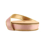 1"X10YD REVERSIBLE CLASSIC VELVET WIRED RIBBON - PINK/GOLD - 7115W-158-25E