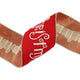 4"X5YD WIRED RIBBON - MERRY CHRISTMAS EMBROIDERED ON RED CANVAS W TISSUE BACKING - LA RIBBON - 6502W-250-100C