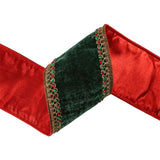 4"X5YD WIRED PREMIUM VELVET RIBBON - JEWELED TRIM GREEN - LARIBBON - 7052W-587-100C