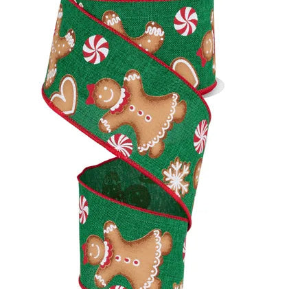 2.5"X10YD GINGERBREAD - EMERALD/RED/BROWN - RGF140606