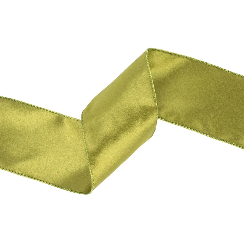 4"x10YD WIRED SHIMMER SATIN RIBBON - MOSS WITH MOSS BACKING - 2300W-570-100E