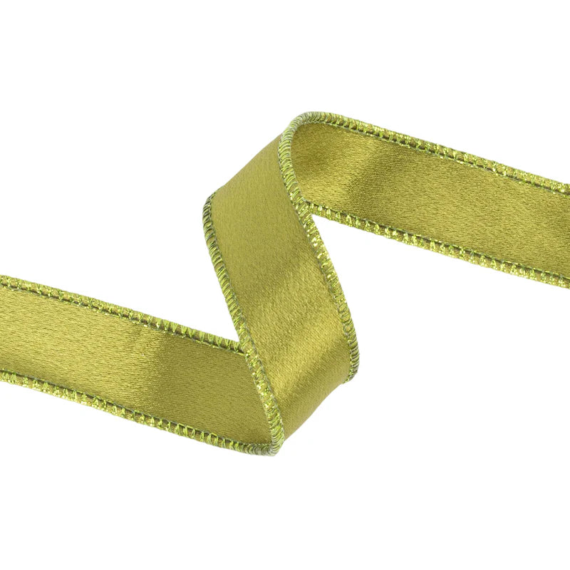1"x10YD WIRED SHIMMER SATIN RIBBON - MOSS WITH MOSS BACKING - LARIBBON - 2300W-570-25E