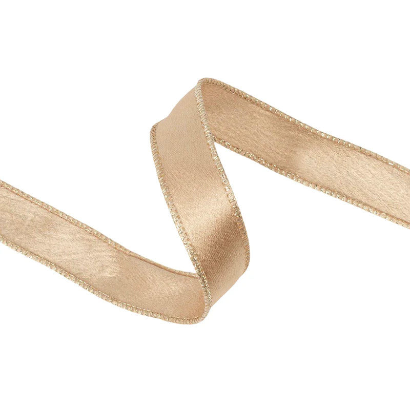 1"X10YD WIRED SHIMMER SATIN RIBBON - GOLD WITH GOLD BACKING - LARIBBON - 2300W-675-25E