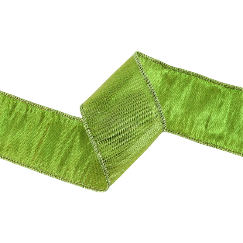 2.5"X10YD WIRED METALLIC DUPIONI RIBBON - APPLE GREEN - 9101W-548-63E