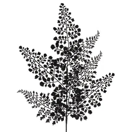 23"L GLITTER MAIDENHAIR FERN SPRAY X7 - BLACK - XS236602