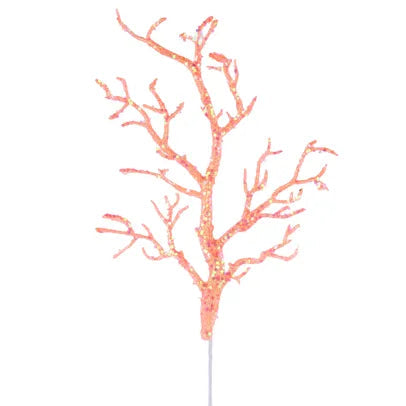 21"L GLITTER TWIG SPRAY - NEON ORANGE - MN061420