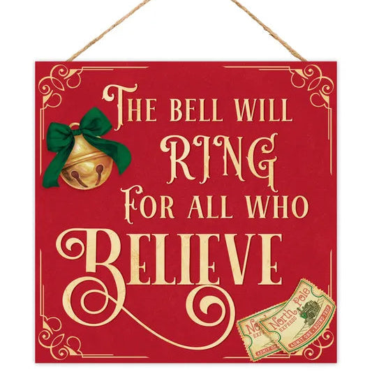 10"SQX6MM THICK BELL WILL RING SIGN - RED/GOLD/EMERALD/BRASS/WHITE - AP7452