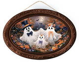 13"LX9"H GHOST FAMILY PORTRAIT SIGN - WHITE/ORANGE/BLACK - AP7472M3