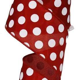 2.5"x10YD MEDIUM POLKA DOTS - CRIMSON RED/WHITE - RG01204CE