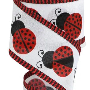 2.5"X10YD LADYBUG/THIN STRIPE - WHITE/BLACK/RED - RG08822MA
